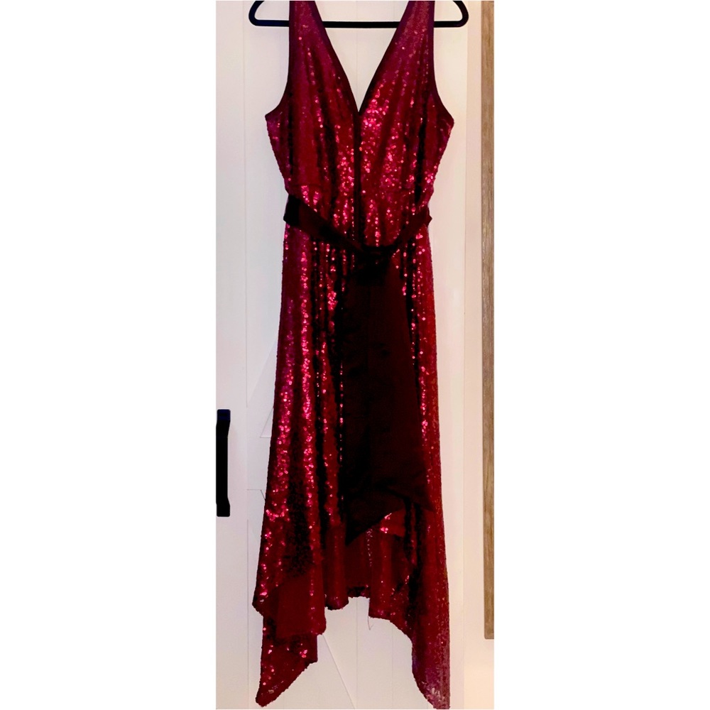 Lane Bryant Isabel Toledo Formal Burgundy Sequin Dress  (BUNDLE & SAVE 15% OFF)